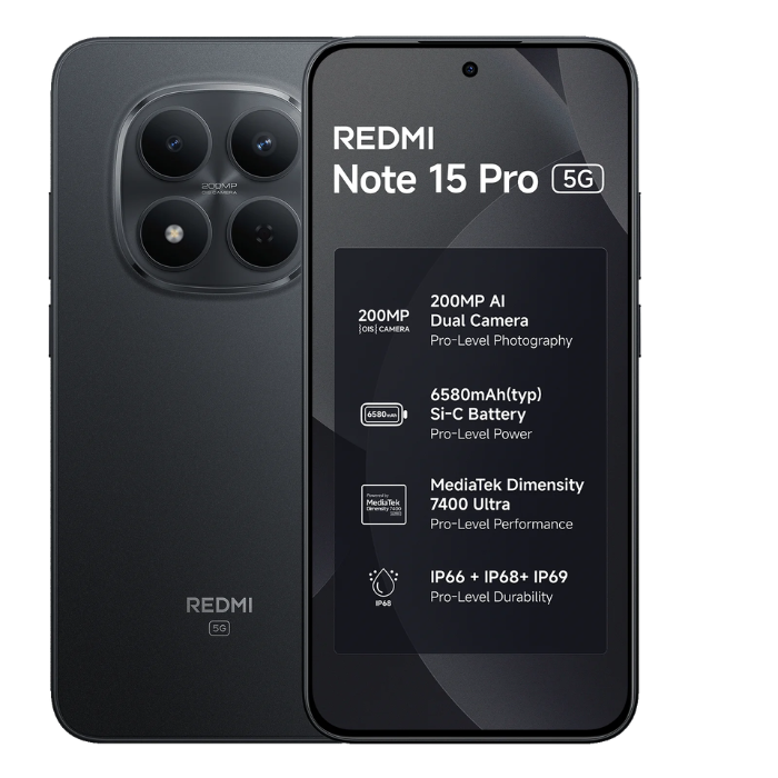 Xiaomi Redmi Note 15 Pro 5G 512GB/12GB RAM Black Dual Sim Global Version